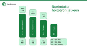 Runkoluku taimikon hoitotyön jälkeen, oleellinen sisältö kerrottu tekstissä.