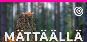 Metsämaisemaa, jonka päällä Mättäällä-teksti