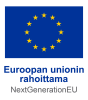 Keltaiset tähdet sinisellä pohjalla ja teksti: Euroopan unionin rahoittama, NextGenerationEU